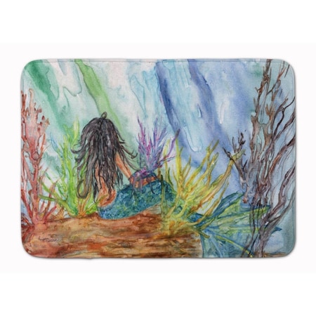Carolines Treasures Black Haired Mermaid Water Fantasy Machine Washable Memory Foam Mat 8974RUG